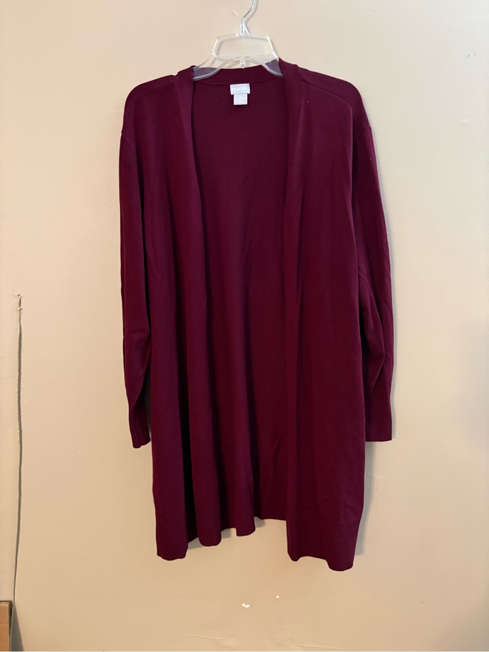 Chico's Open-Front Cardigan in Deep Burgundy